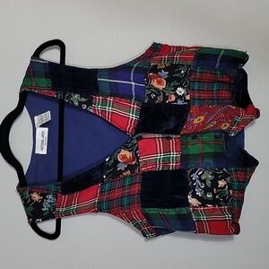 Vintage Victoria Jones Patchwork Vest Size L Button Up Floral Plaid Cottage Art